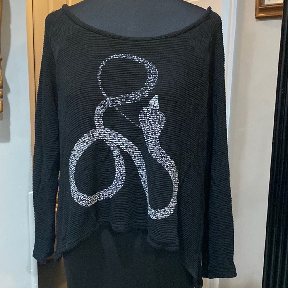 Lauren Moshi Beverly Hills Limited Ed Black Off Shoulder Cropped Sweater XS EUC